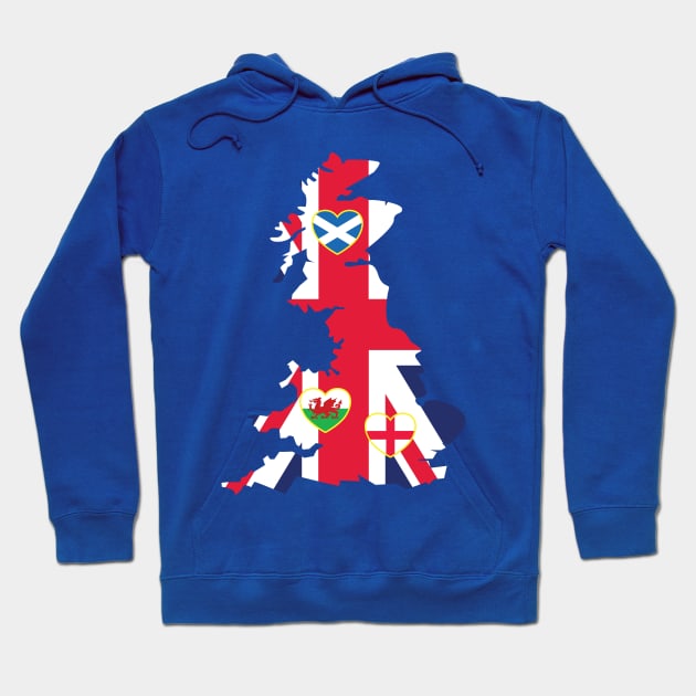 Flags Map Of Great Britain Hoodie by DPattonPD
